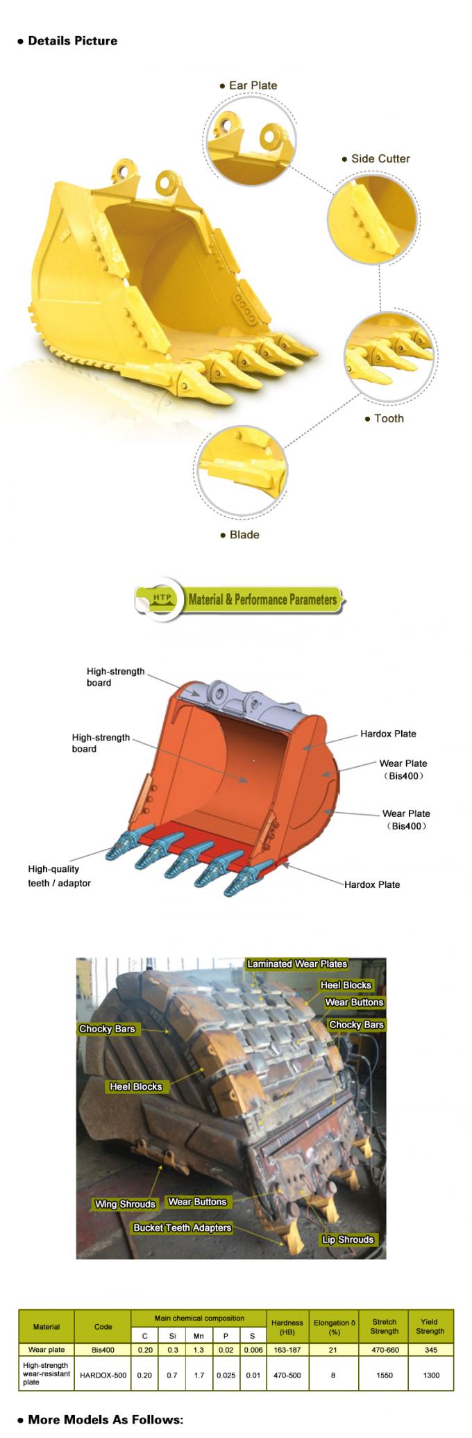 Resistenza all'usura di Heavy Duty Bucket dell'escavatore di Q355B PC312 3
