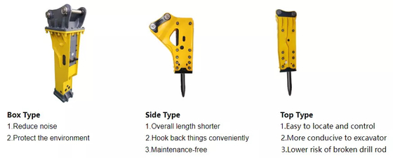 Fabbrica personalizzata 4T PC40 Scavatore Tipo di rotore laterale Martello OEM Diametro di alta qualità Scavatore Vibro Rock Breaker Attachment