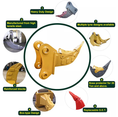 Escavatore montato Stump Ripper Tagliatrice di radici per paesaggi di precisione